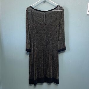 Women’s Black Metallic Tunic & Slip Dress Set – Shimmery Flecked Knit